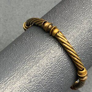 Rope Anklet Ankle Bracelet 9 In Antiqued Gold Twist Retro BoHo Vintage Nautical